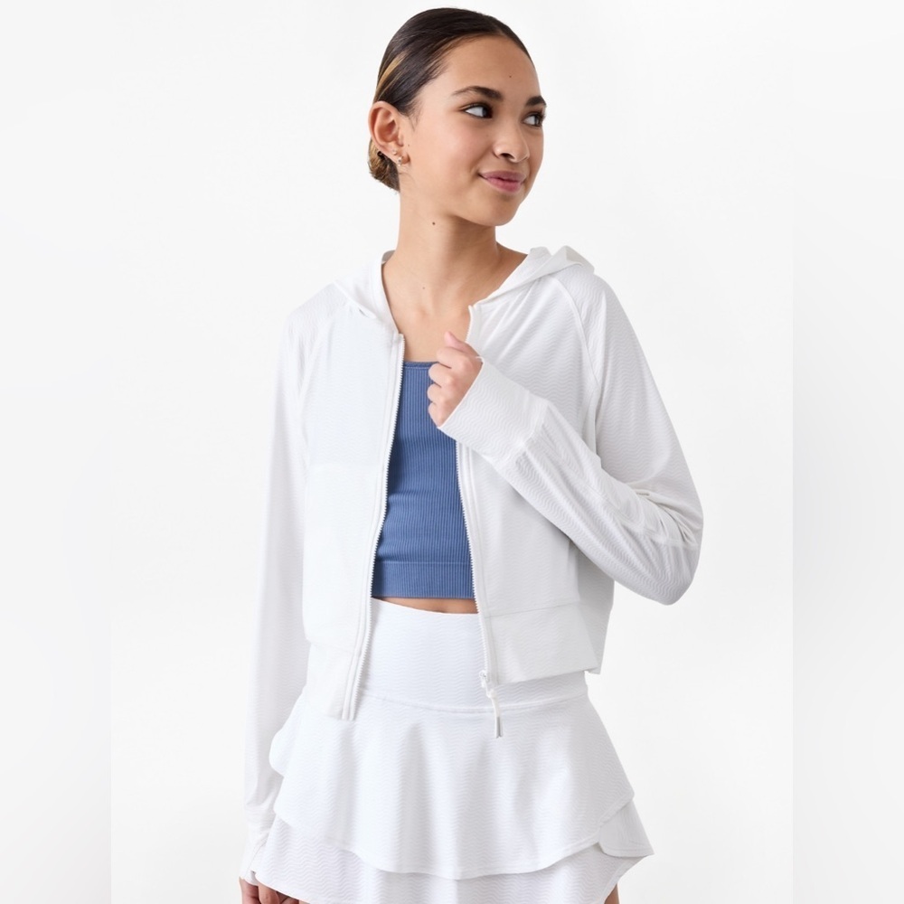 NWT Athleta Girl Bright White Serve UPF Jacket Size XXL/16